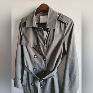 CI Sono belted mid length cotton trench Women's M Army Green